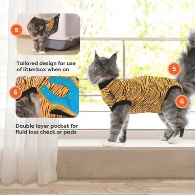 Show full view: Suitical Recovery Suit Cat Apparel, Tiger Print, Small slide 7 of 11
