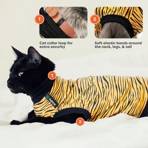 Suitical Recovery Suit Cat Apparel, Tiger Print, XX-Small