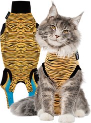 Suitical Recovery Suit Cat Apparel, Tiger Print, Small