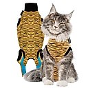 Suitical Recovery Suit Cat Apparel, Tiger Print, Small