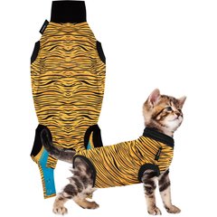 Suitical Recovery Suit Cat Apparel, Tiger Print, XXX-Small