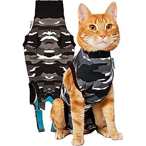 Suitical Recovery Suit for Cats, Black Camo, Small
