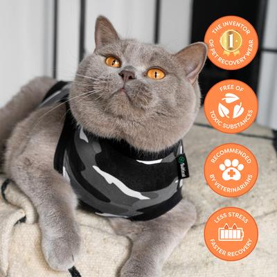 Show full view: Suitical Recovery Suit for Cats, Black Camo, Small slide 10 of 13