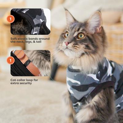 Show full view: Suitical Recovery Suit for Cats, Black Camo, Small slide 5 of 13