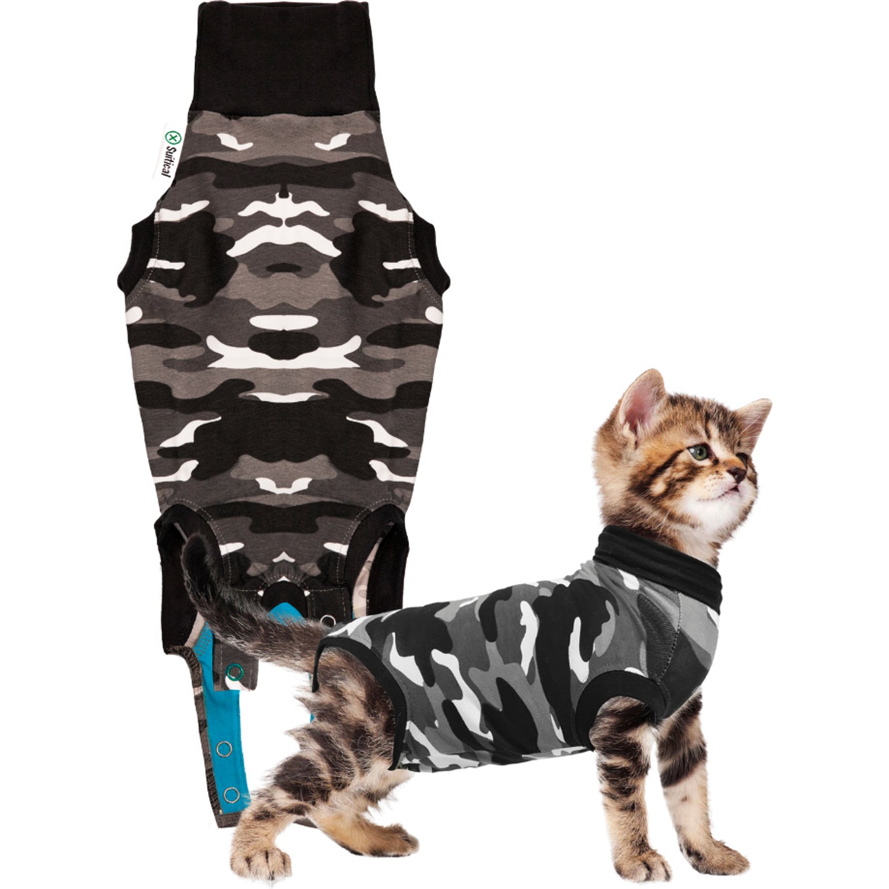 Suitical Recovery Suit for Cats, Black Camo, XXX-Small
