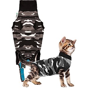 Suitical Recovery Suit for Cats, Black Camo, XXX-Small