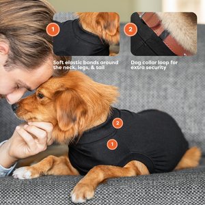 Suitical Recovery Suit for Dogs, Black, Large