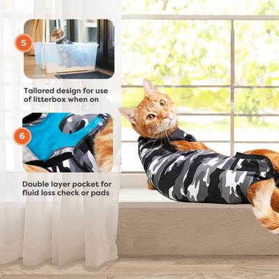 Show full view: Suitical Recovery Suit for Cats, Black Camo, Small slide 7 of 13
