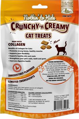 Show full view: Fieldcrest Farms Nothin' to Hide Collagen Chicken Flavor Crunchy Cat Treats, 3-oz bag slide 3 of 4