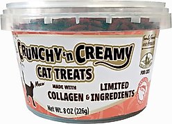 Fieldcrest Farms Nothin' to Hide Collagen Salmon Flavor Crunchy Cat Treats, 8-oz tub