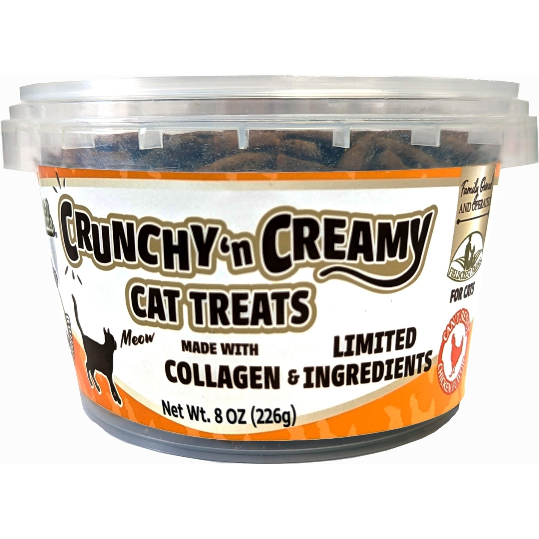 Fieldcrest Farms Nothin' to Hide Collagen Chicken Flavor Crunchy Cat Treats, 8-oz tub