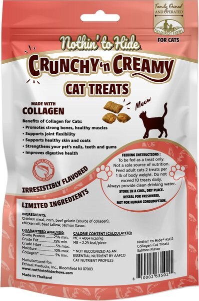 Fieldcrest Farms Nothin' to Hide Collagen Salmon Flavor Crunchy Cat Treats