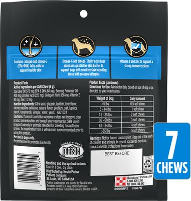 Show full view: Purina Pro Plan Veterinary Diets Skin Care Soft Chew Supplement for Dogs, 7 count slide 3 of 10