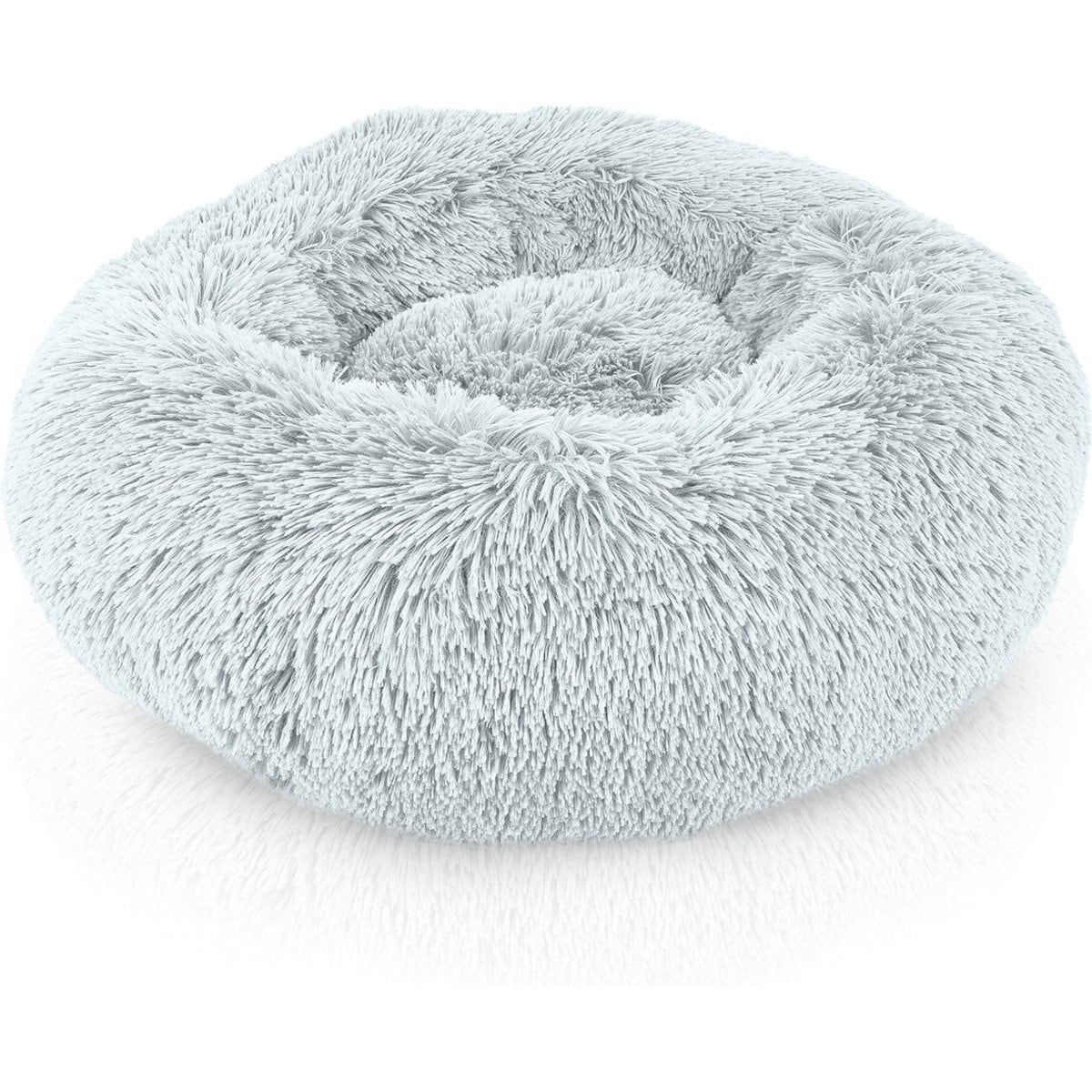 Precious Tails Super Lux Fur Bolster Cat & Dog Bed, Ice Gray, Large