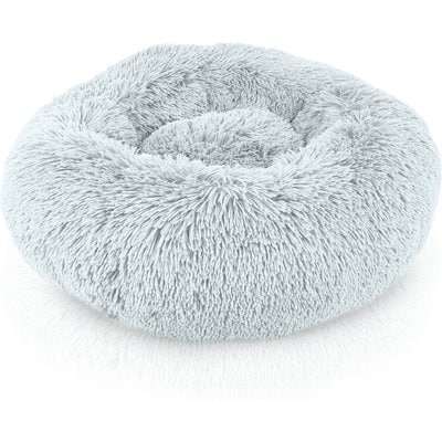 Precious Tails Precious Tails Super Lux Fur Bolster Cat & Dog Bed, Ice Gray, Large