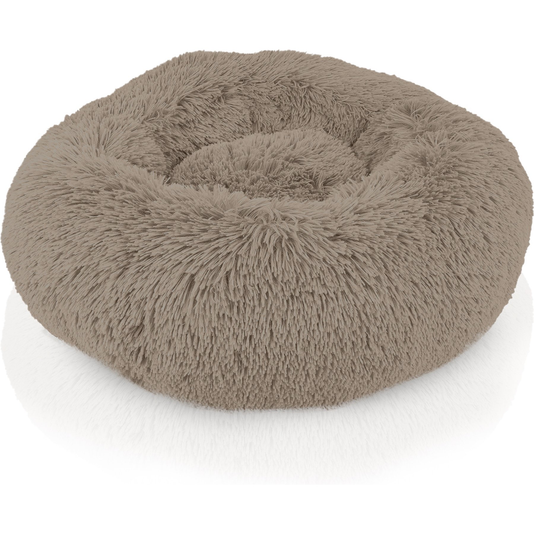 Precious Tails Super Lux Fur Bolster Cat & Dog Bed, Taupe, Medium
