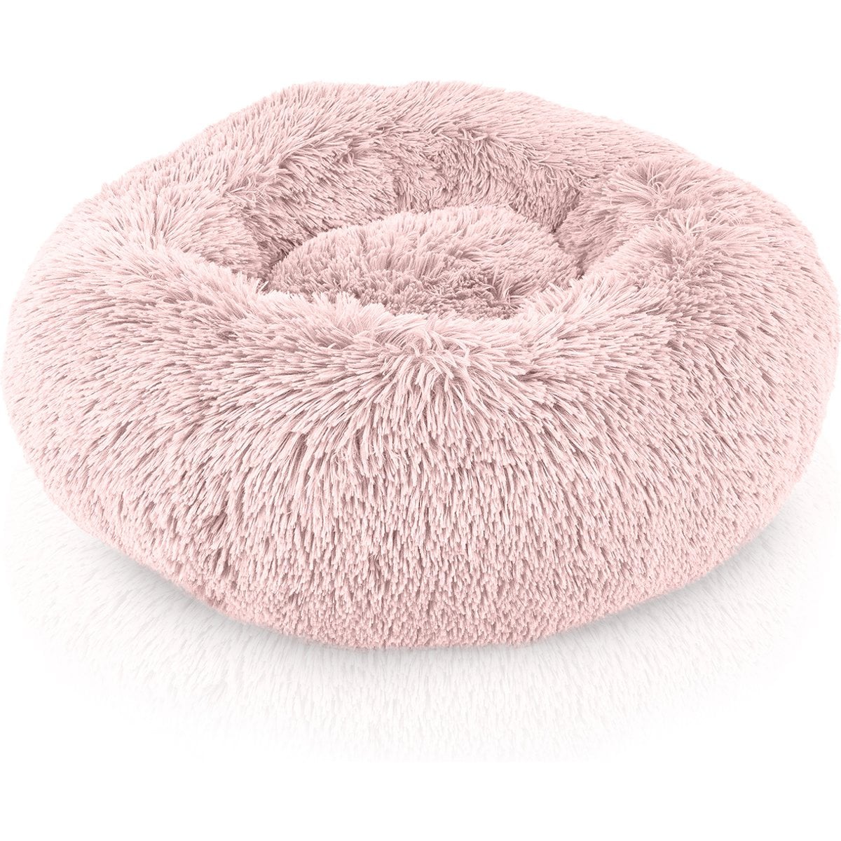 Precious Tails Super Lux Fur Bolster Cat & Dog Bed, Pink, Large