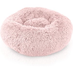 Precious Tails Super Lux Fur Bolster Cat & Dog Bed, Pink, Medium