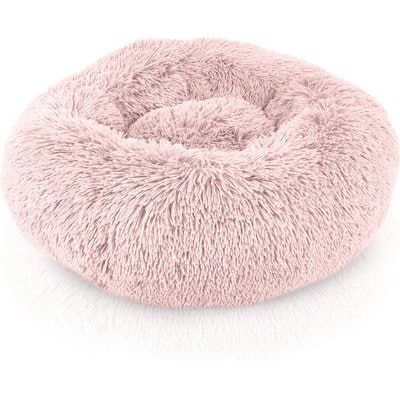 Precious Tails Precious Tails Super Lux Fur Bolster Cat & Dog Bed, Pink, Large