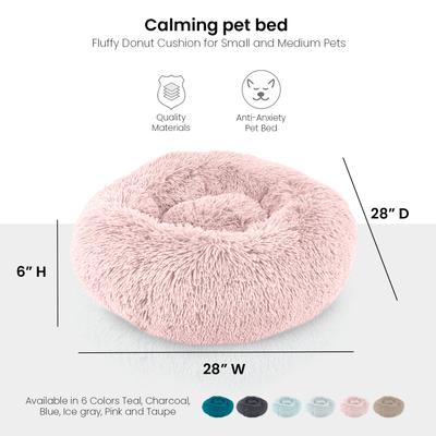 Show full view: Precious Tails Super Lux Fur Bolster Cat & Dog Bed, Pink, Large slide 3 of 9