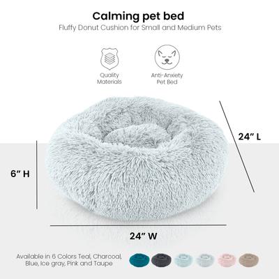 Show full view: Precious Tails Super Lux Fur Bolster Cat & Dog Bed, Ice Gray, Medium slide 3 of 9