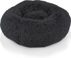 Precious Tails Super Lux Fur Bolster Cat & Dog Bed, Charcoal, Medium