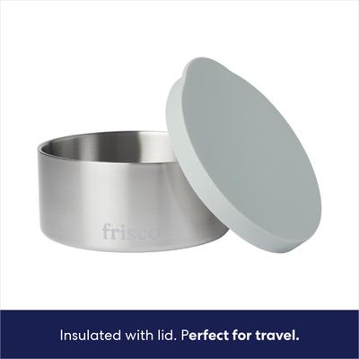 Show full view: Frisco Double Insulated Non-skid Stainless Steel Dog Bowl With Lid, Steel, Medium: 4 cup slide 5 of 8