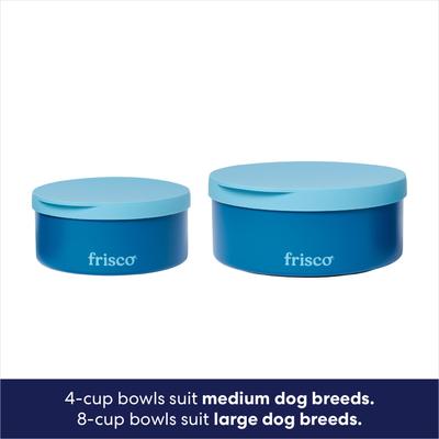 Show full view: Frisco Double Insulated Non-skid Stainless Steel Dog Bowl With Lid, Blue, Medium: 4 cup slide 7 of 9