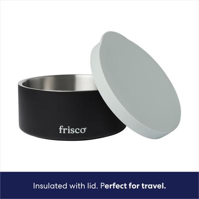 Show full view: Frisco Double Insulated Non-skid Stainless Steel Dog Bowl With Lid, Black, Large: 8 cup slide 5 of 9