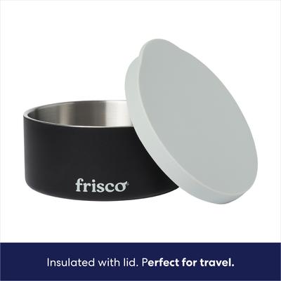 Show full view: Frisco Double Insulated Non-skid Stainless Steel Dog Bowl With Lid, Black, Medium: 4 cup slide 5 of 9