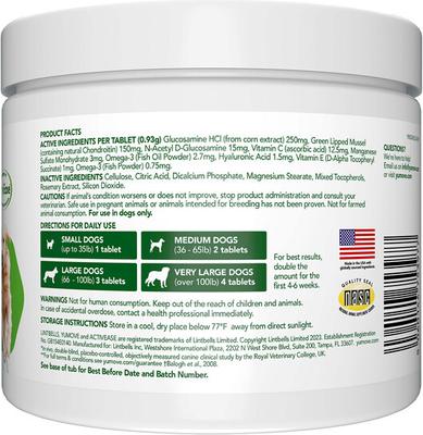 Show full view: Vetnique Labs YuMOVE Mobility Hip & Joint Care Chewable Tablet Supplement for Senior Dogs, 240 count slide 3 of 11