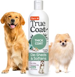 Hartz True Coat Thick De-Sheds & Softens with Oat Milk, Coconut Oil & Aloe Dog Shampoo, 16-fl oz bottle
