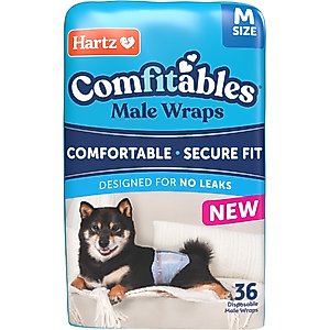 Hartz Comfitables Stretchy Waistband Disposable Male Dog Wraps, Medium, 36 count