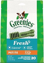 Greenies Petite Natural Fresh Mint Dental Dog Treats, 20 count