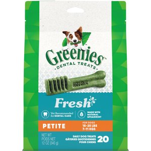 Greenies Petite Natural Fresh Mint Dental Dog Treats, 20 count
