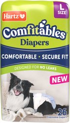 Hartz Comfitables Male & Female Dog Diapers, Large: 18 to 26-in waist, 26 count