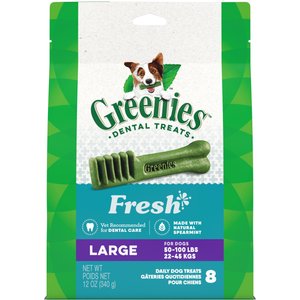 Greenies Large Natural Fresh Mint Dental Dog Treats, 8 count