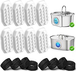 Casfuy PWS-154 & 133 Cat Water Fountain Replacement Filters & Sponges, 8 count