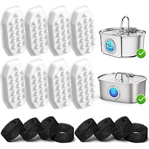 Casfuy PWS-154 & 133 Cat Water Fountain Replacement Filters & Sponges, 8 count
