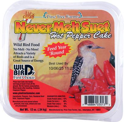 Show full view: Pine Tree Farms Never Melt Suet Hot Pepper Cake Bird Food, 12-oz tray, 12 count slide 7 of 10