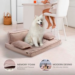 Precious Tails Precious Tails Modern Sofa Cat & Dog Bed with Removable Cover, Taupe, Large slide 2 of 7