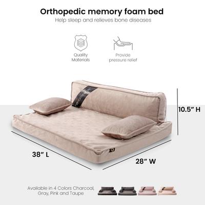 Show full view: Precious Tails Precious Tails Modern Sofa Cat & Dog Bed with Removable Cover, Taupe, Large slide 3 of 8