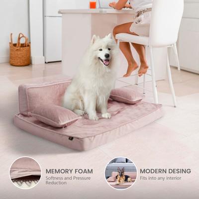 Show full view: Precious Tails Precious Tails Modern Sofa Cat & Dog Bed with Removable Cover, Pink, Large slide 4 of 8
