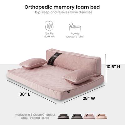 Show full view: Precious Tails Precious Tails Modern Sofa Cat & Dog Bed with Removable Cover, Pink, Large slide 3 of 8