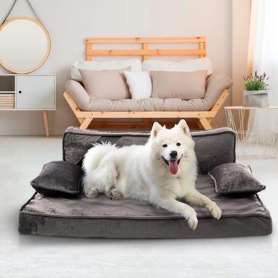Show full view: Precious Tails Precious Tails Modern Sofa Cat & Dog Bed with Removable Cover, Gray, Large slide 7 of 8