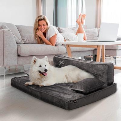 Show full view: Precious Tails Precious Tails Modern Sofa Cat & Dog Bed with Removable Cover, Gray, Large slide 5 of 8