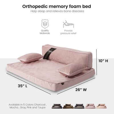 Show full view: Precious Tails Precious Tails Modern Sofa Cat & Dog Bed with Removable Cover, Pink, Medium slide 3 of 8