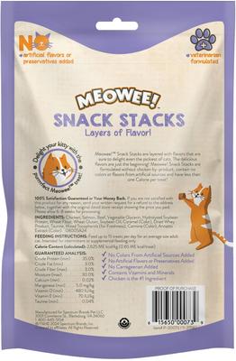 Show full view: Meowee! Snack Stacks Triple Protein with Real Chicken, Salmon & Beef Cat Treats, 3.2-oz bag slide 3 of 10
