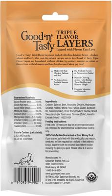 Show full view: Good 'n' Tasty Triple Flavor Layers with Real Chicken, Salmon & Beef Cat Treats, 1.8-oz bag slide 3 of 11