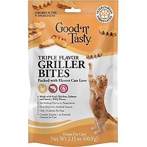 Good 'n' Tasty Triple Flavor Griller Bites with Chicken, Salmon & Smoky BBQ Flavor Cat Treats, 2.15-oz bag